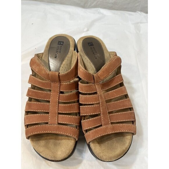 White Mountain Mast Clog Wedge Nubuck Leather Sandals Nutmeg SIZE 8 - Picture 11 of 16
